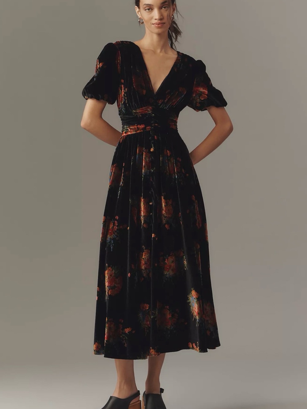 NWT Anthropologie Katerina Button-Front Dress: Velvet Edition XS